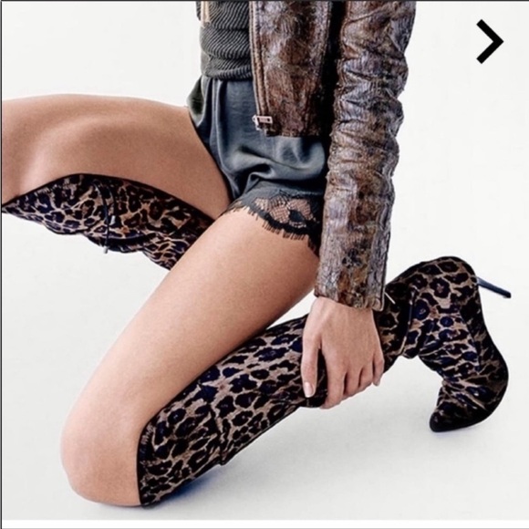 VALERINE OVER-THE-KNEE LEOPARD-PRINT BOOTS - Picture 1 of 7